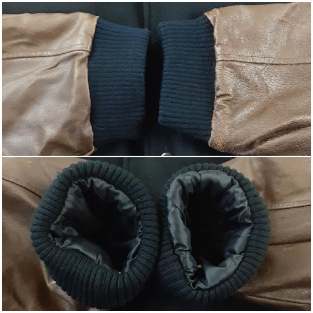 美品◎2002 FIFA W杯 スタジャン アウター 黒茶 レザー 本革 日本製