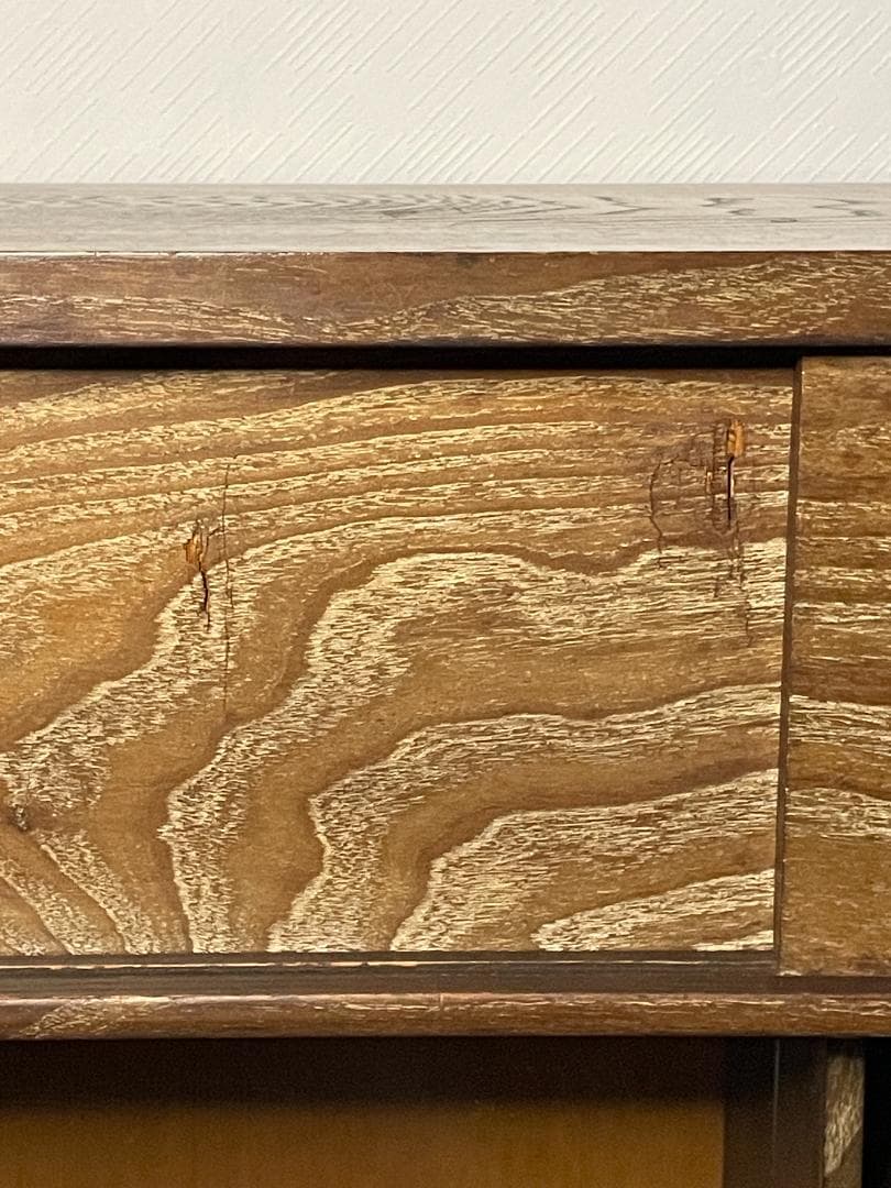 【昭和レトロ】茶ダンス｜収納棚｜ガラス戸付き｜キズあり｜木目調｜ヴィンテージ家具