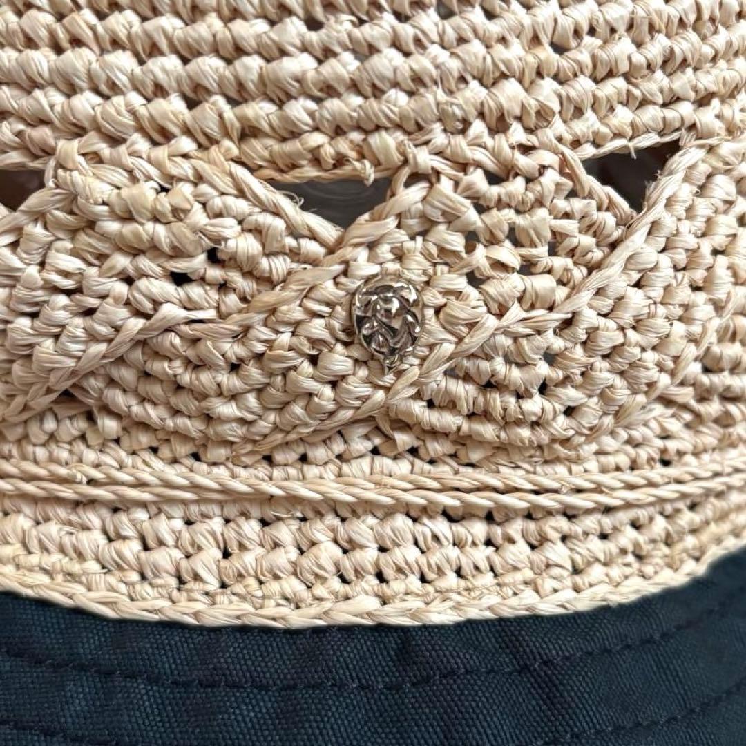 レア✨ヘレンカミンスキー ラフィア×コットン キャンバスハット ＵＶ加工 麦わら