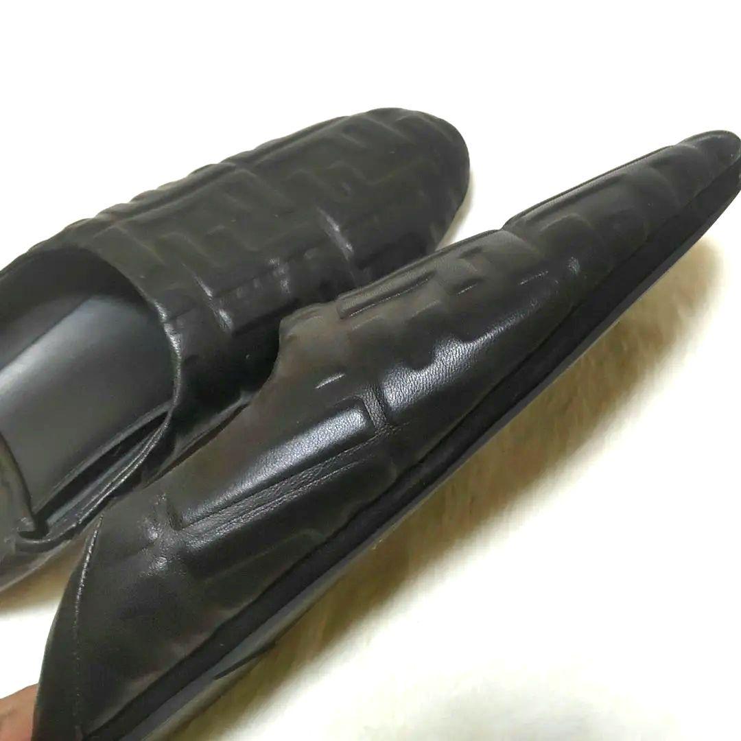 中古美品FENDI FFナッパシューズ ラムレザー 26cmスリッポンサイズ7