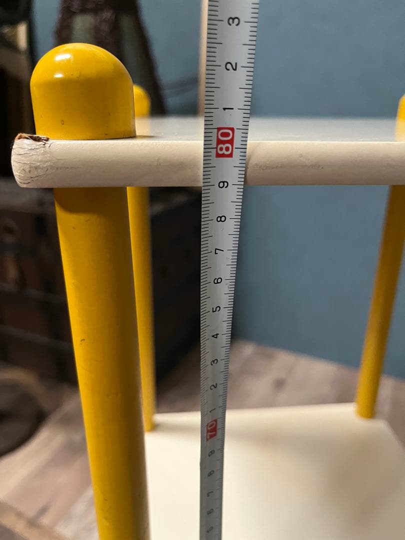 3段 棚 昭和レトロ レトロポップ 当時物 インテリア 黄色 白 ラック