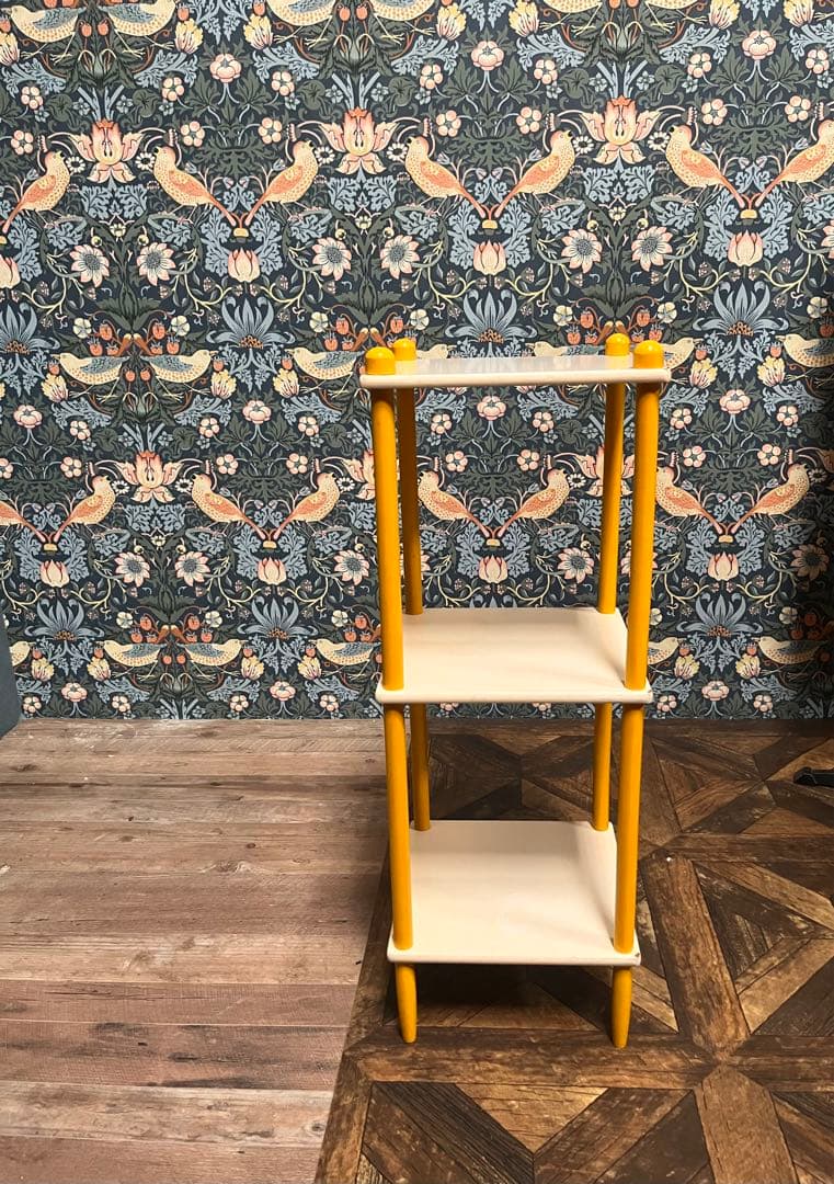 3段 棚 昭和レトロ レトロポップ 当時物 インテリア 黄色 白 ラック