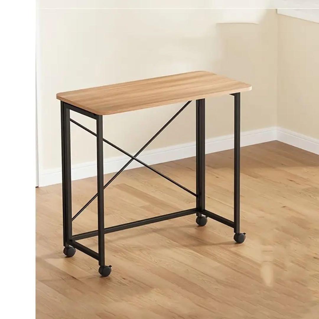 折りたたみテーブル　勉強机　安いキャスター付　移動式　省スペースコンパクトデスク