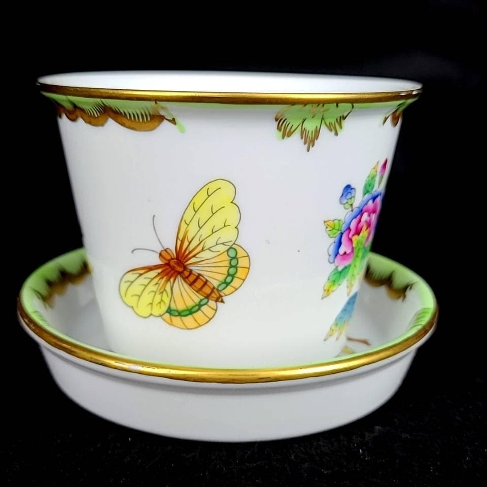 ☆良品☆ヘレンド　ヴィクトリアブーケ　キャッシュポット　花瓶　植木鉢