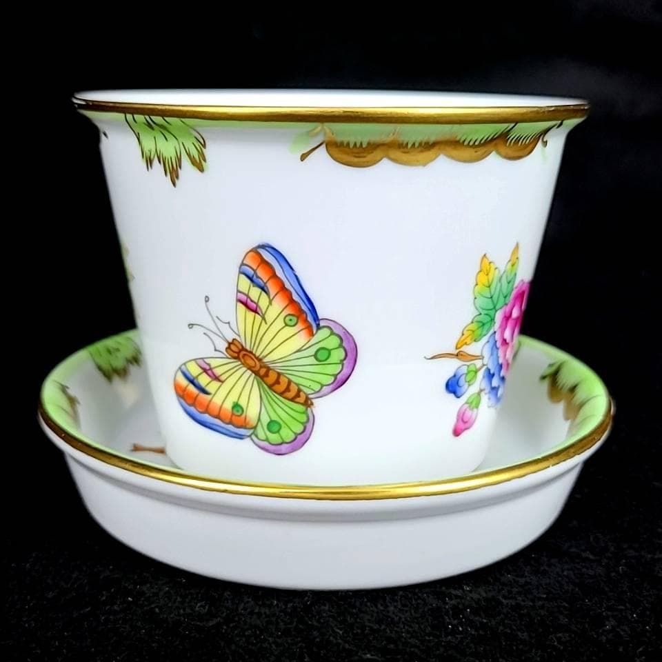 ☆良品☆ヘレンド　ヴィクトリアブーケ　キャッシュポット　花瓶　植木鉢