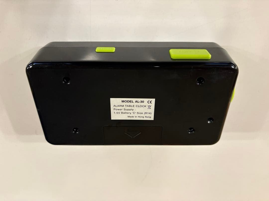 ★動作品★TWEMCO トゥエンコ パタパタ時計　AL-30 黒&緑 目覚し時計