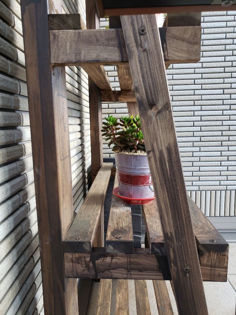 高さ170幅75奥行35  ガーデンシェルフ　ウォールナット　棚　観葉植物