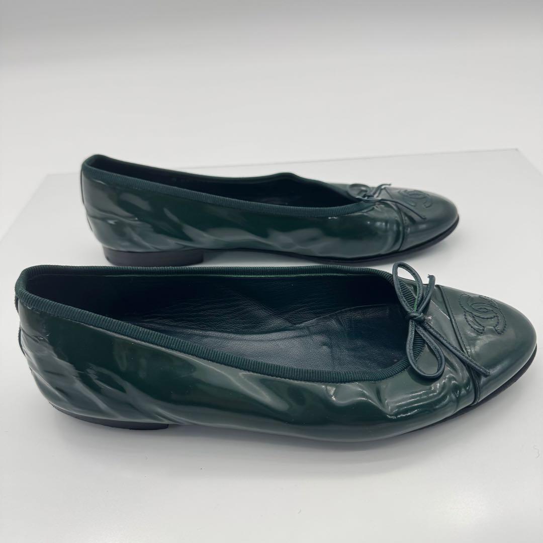 シャネル CHANEL フラットシューズ バレエシューズ 37.5 エナメル
