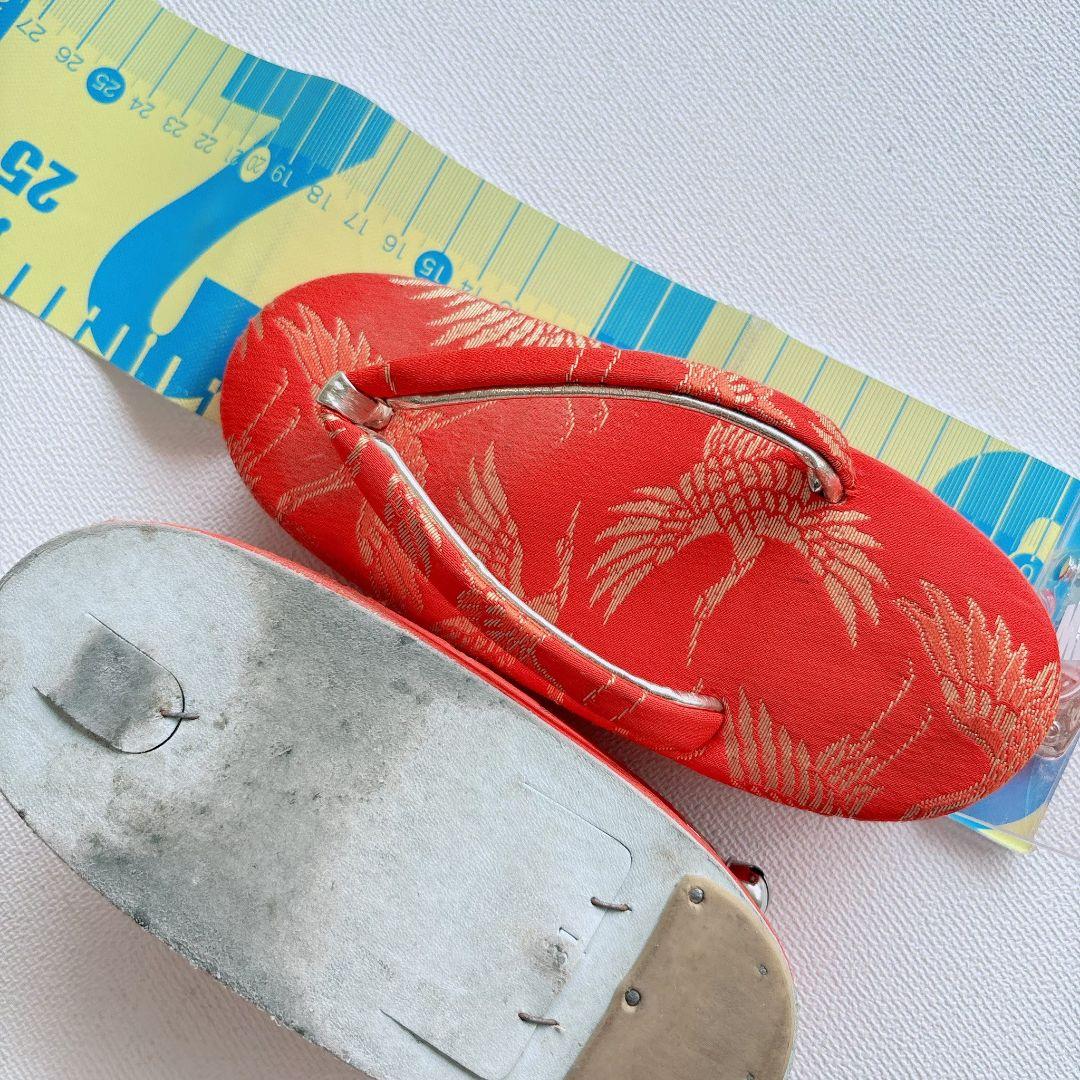 フルセット七五三７歳女の子　オレンジ地　傘椿　黒地袋帯　袖なし長襦袢7125