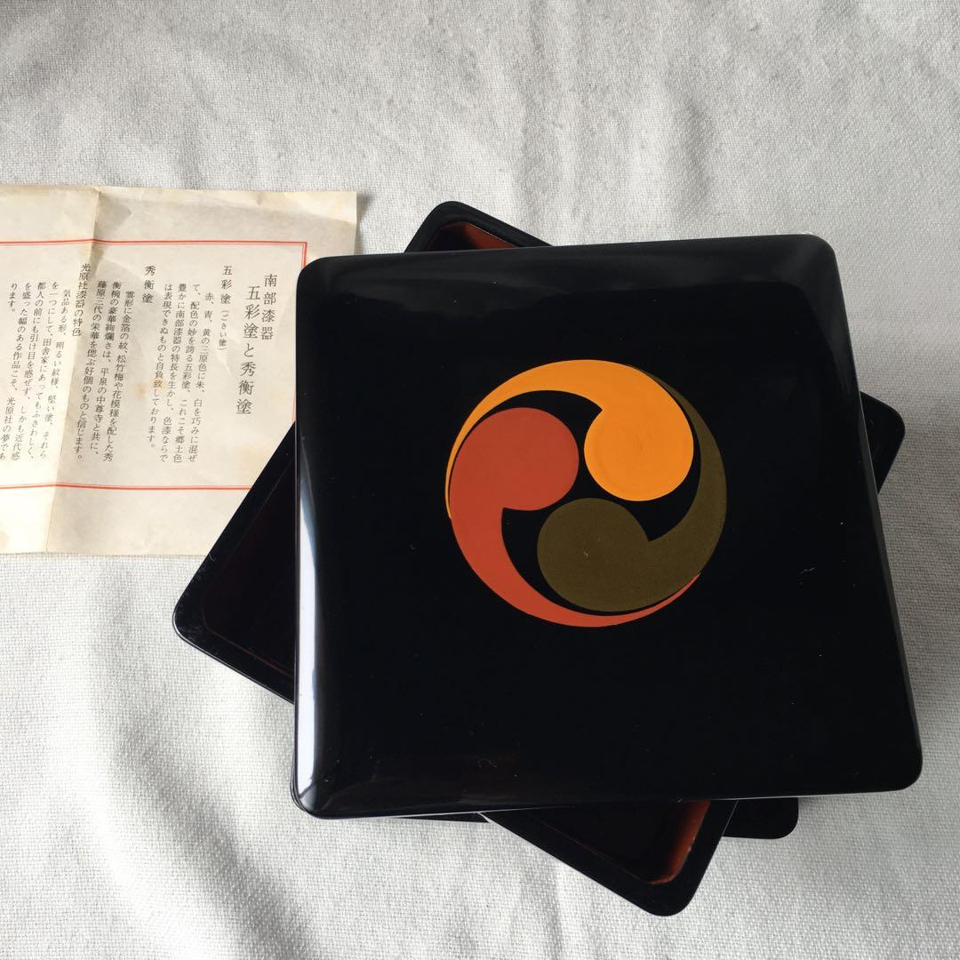 光原社　秀衡塗　重箱　お重　ニ段重　五彩塗　ヴィンテージ　未使用　レア