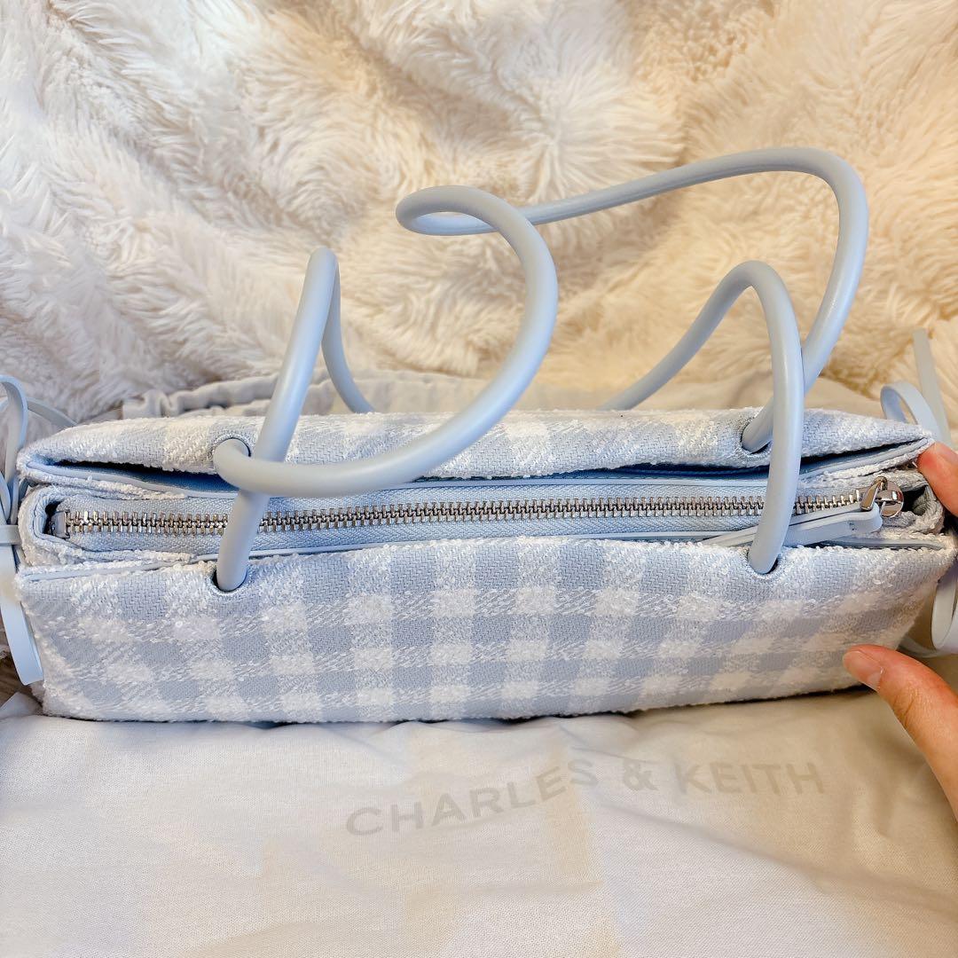 チャールズアンドキース Hazel ヘーゼル ギンガムボウショルダーバッグ