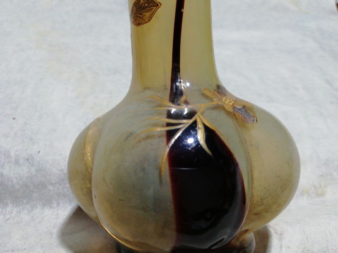 ♪時代ガラス一輪挿し キズ 高蒔絵