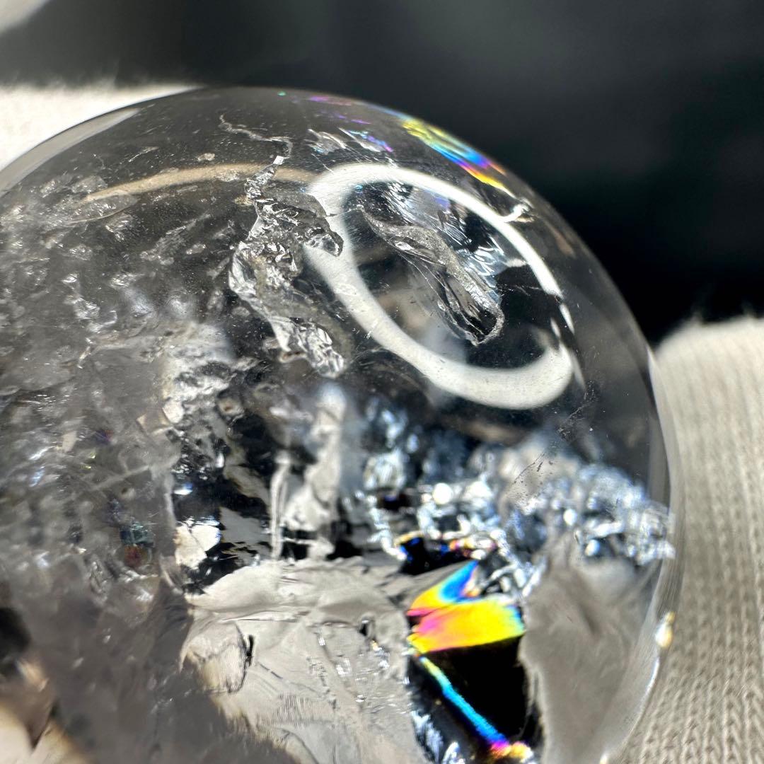 ヒマラヤ水晶 丸玉 虹入り 天然石 パワーストーン☆パワー浄化 A870