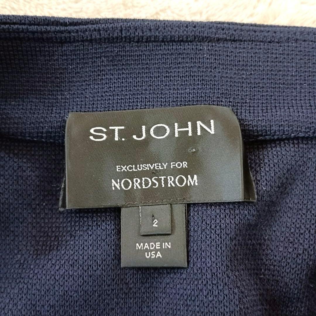 美品 セントジョン ナポレオン ジャケット パール ウール シルク ネイビー S