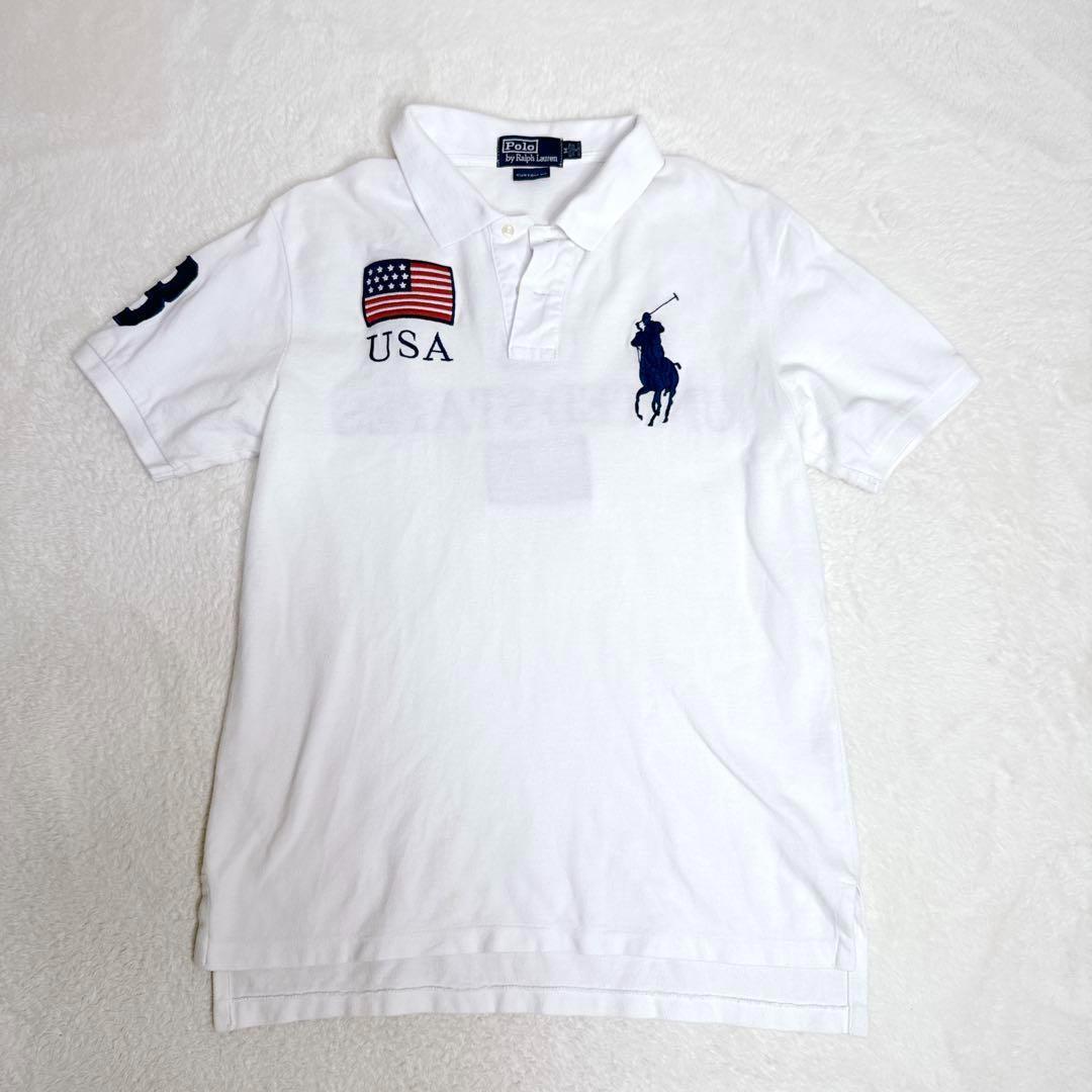 ポロバイラルフローレン ビッグポニー USA刺繍 エンブレム ワッペン ホワイト