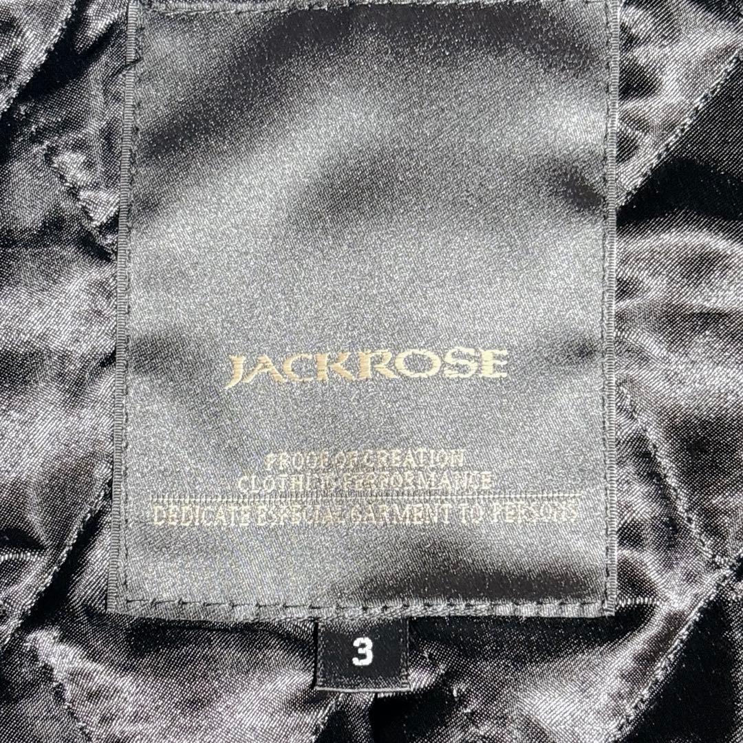 美品 ジャックローズ スタジャン 本革袖 ウール L ブラック 刺繍 ジャケット