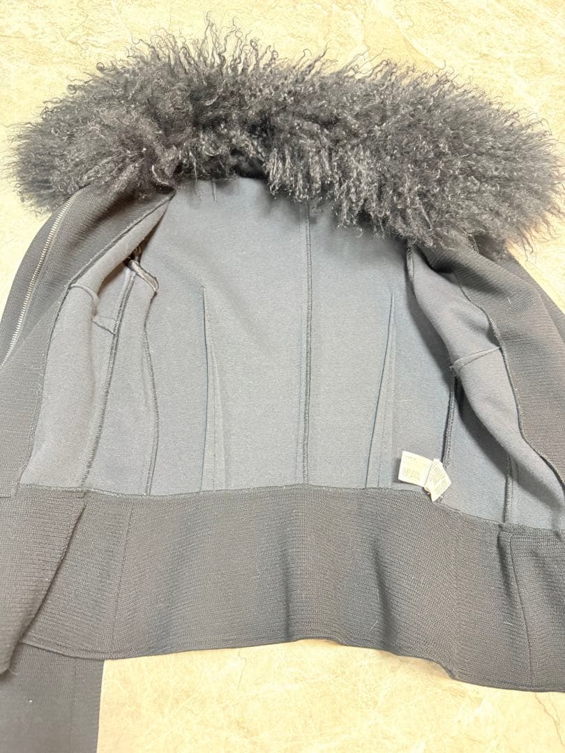 Dolce & Gabbana ファー付き黒ウールジャケット