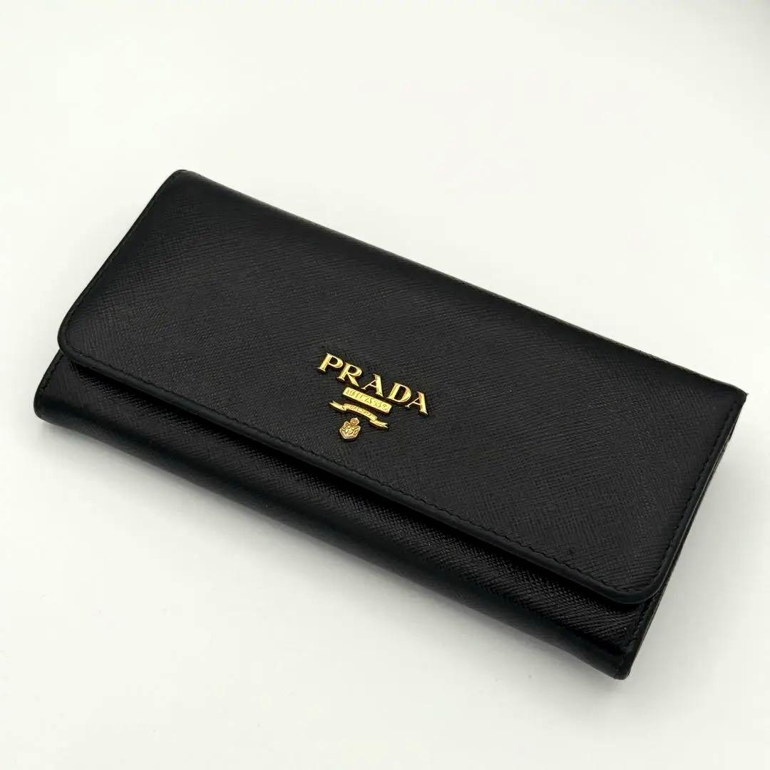 美品　Prada プラダ 長財布 サフィアーノレザー ブラック 1MH132