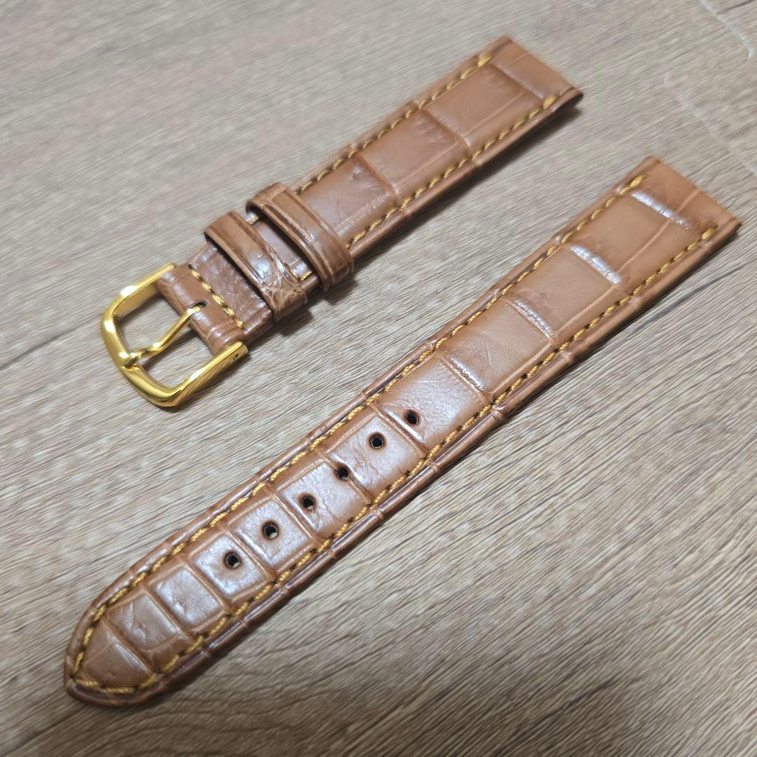 【新品】マット　アリゲーターレザーベルト　18mm ブラウン　厚さ3mm クロコ