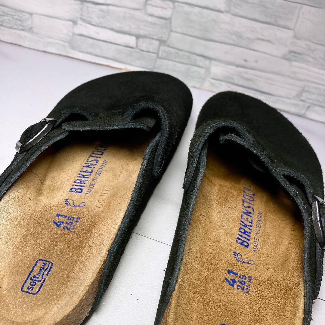 美品 ビルケンシュトック ボストン サボサンダル 26.5 スエード 黒