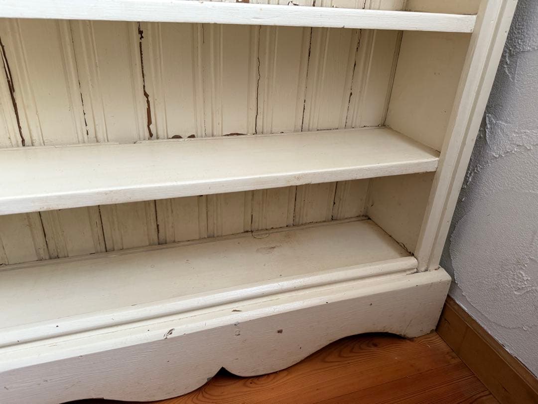 フランスアンティーク　木製ペイントブックシェルフ5段