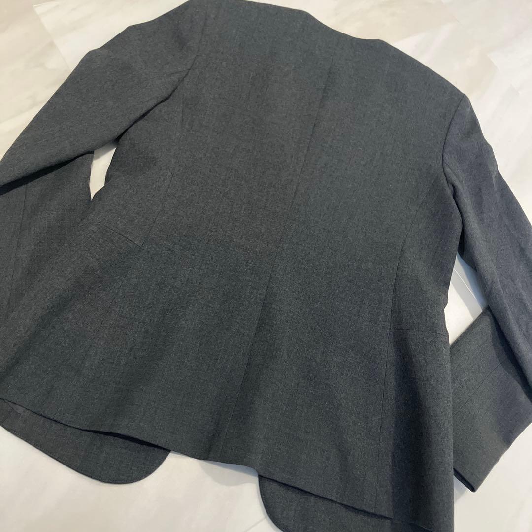 セオリーリュクス カラーレスジャケット サキソニーソフト ノーカラー グレー M
