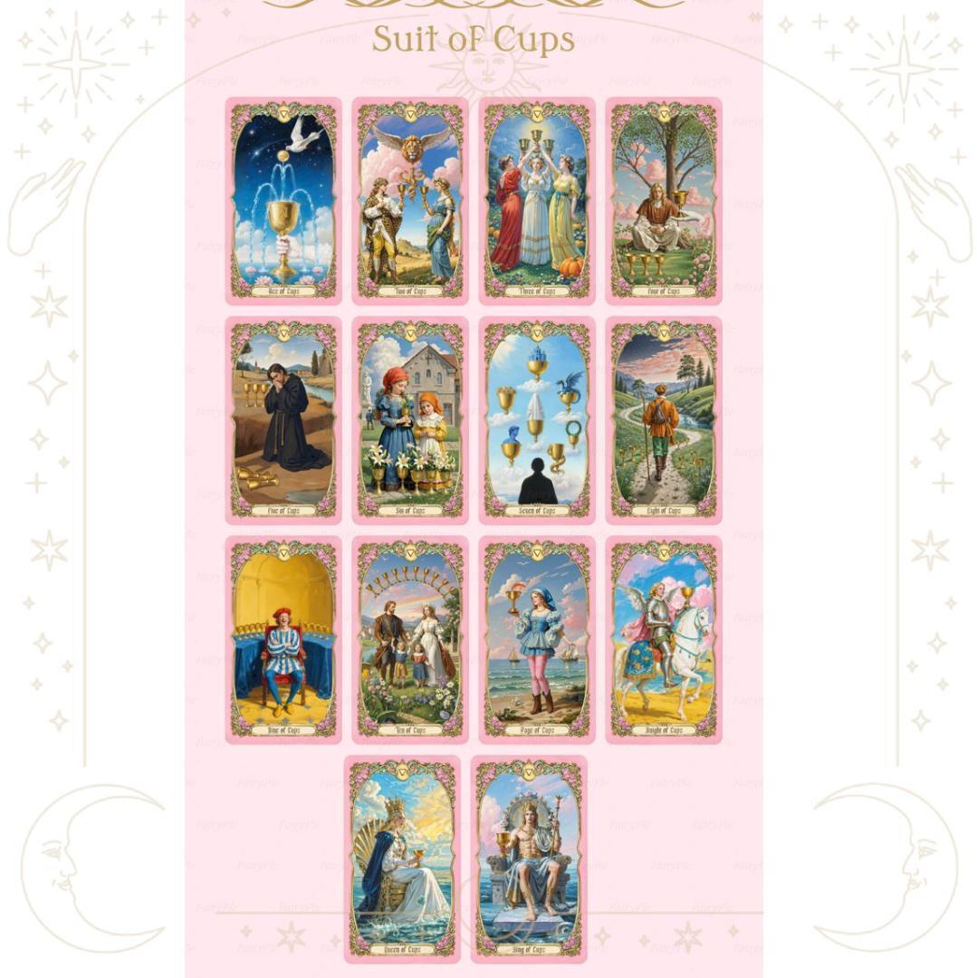 【正規品タロットカード】上品なピンク縁✨優雅で幻想的✨ロマンチックな愛のデッキ