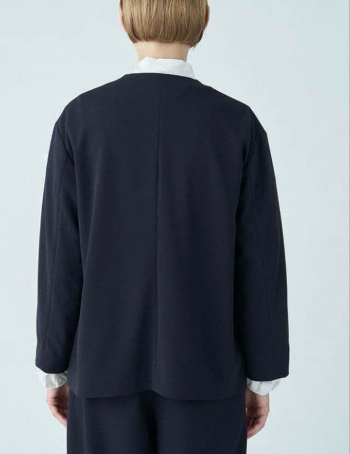 美品 ボールジィ 定価2万8千 ジョーゼットジャージー ノーカラージャケット 紺