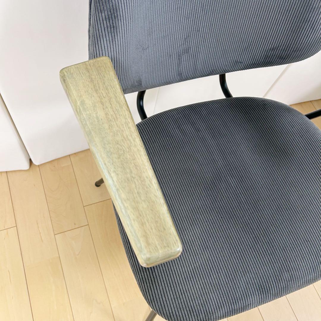 アンティーク アーム付　コーデュロイ ブラックアイアン　モダン Menoa天然木