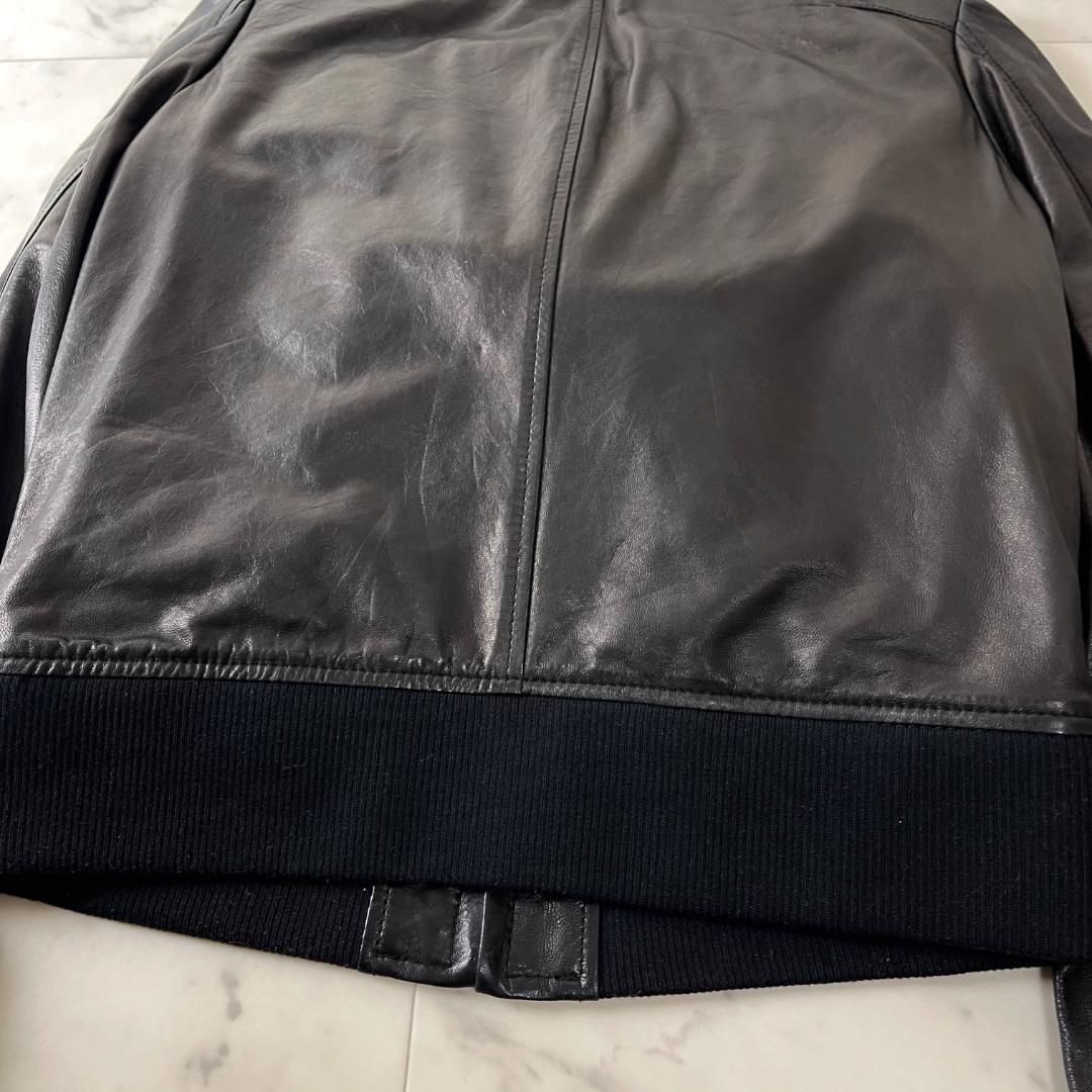 LE CIEL BLEU ラムレザー ジャケット 38 ノーカラー フリル 本革
