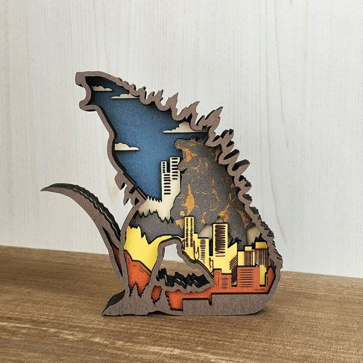 木製置物】ゴジラ恐竜★ジュラシックパーク グッズ 置き物 雑貨 オブジェ