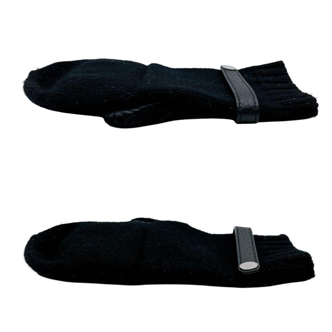 美品 エルメス カシミヤ レザー ボルチモア 手袋 ニット ブラック レディース