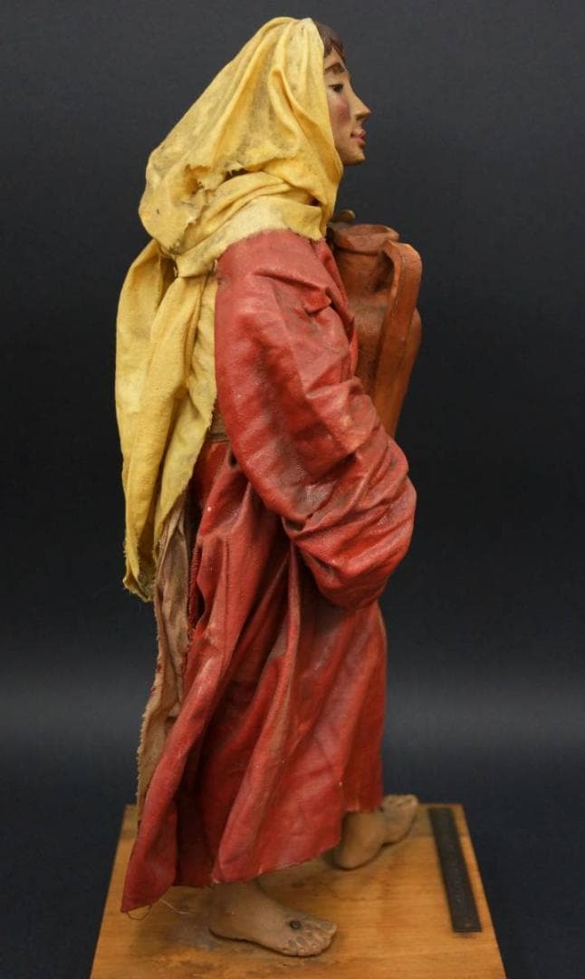 イタリア工芸品 紙人形『水瓶を持つ女性』48/300 アンティーク人形 木製台座