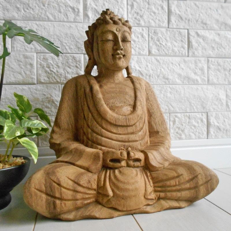 一刀彫 仏陀坐像 26ｃｍ 仏像 仏陀 ブッダ 仏像の置物 瞑想 オリエンタル