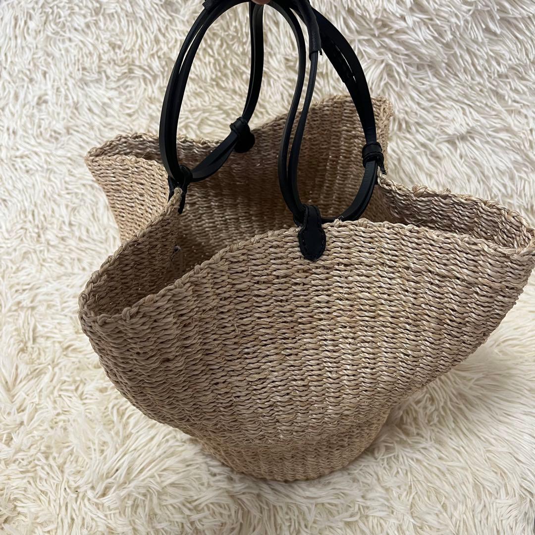 【新品未使用】oddsオッズ　ストロー素材 フラワー型かごバッグ 中型