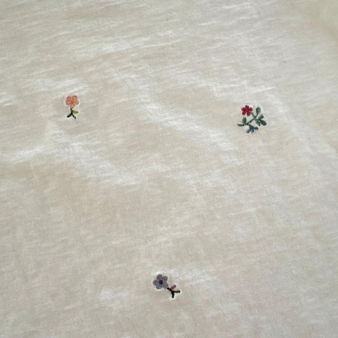 45R 白刺繍の四角ロンT レディース4