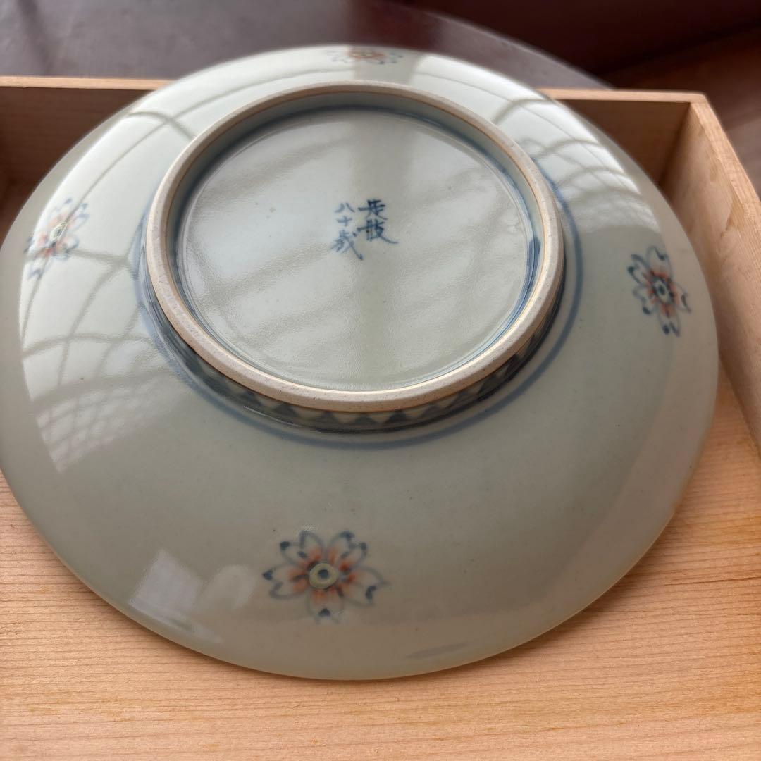 五代佐藤走破作 染錦辻ヶ花文中国桂林山水皿　食器