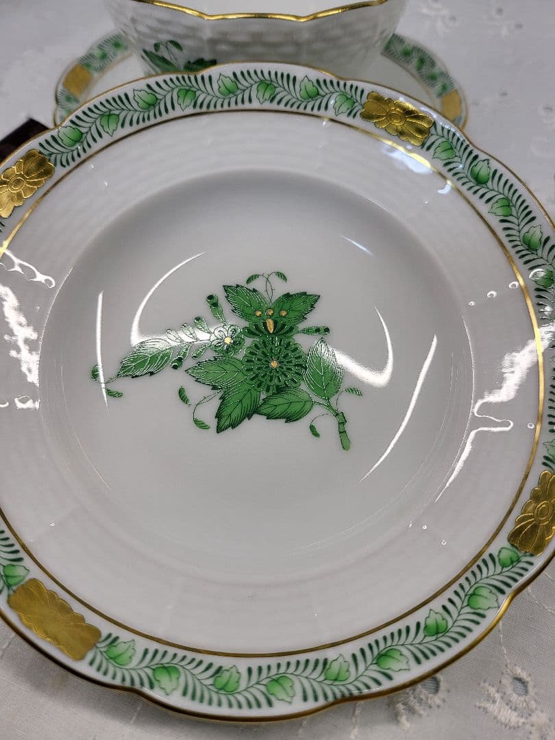 未使用近✨ヘレンド アポニーグリーン オリエンタル カップ ジャパニーズ 湯呑み