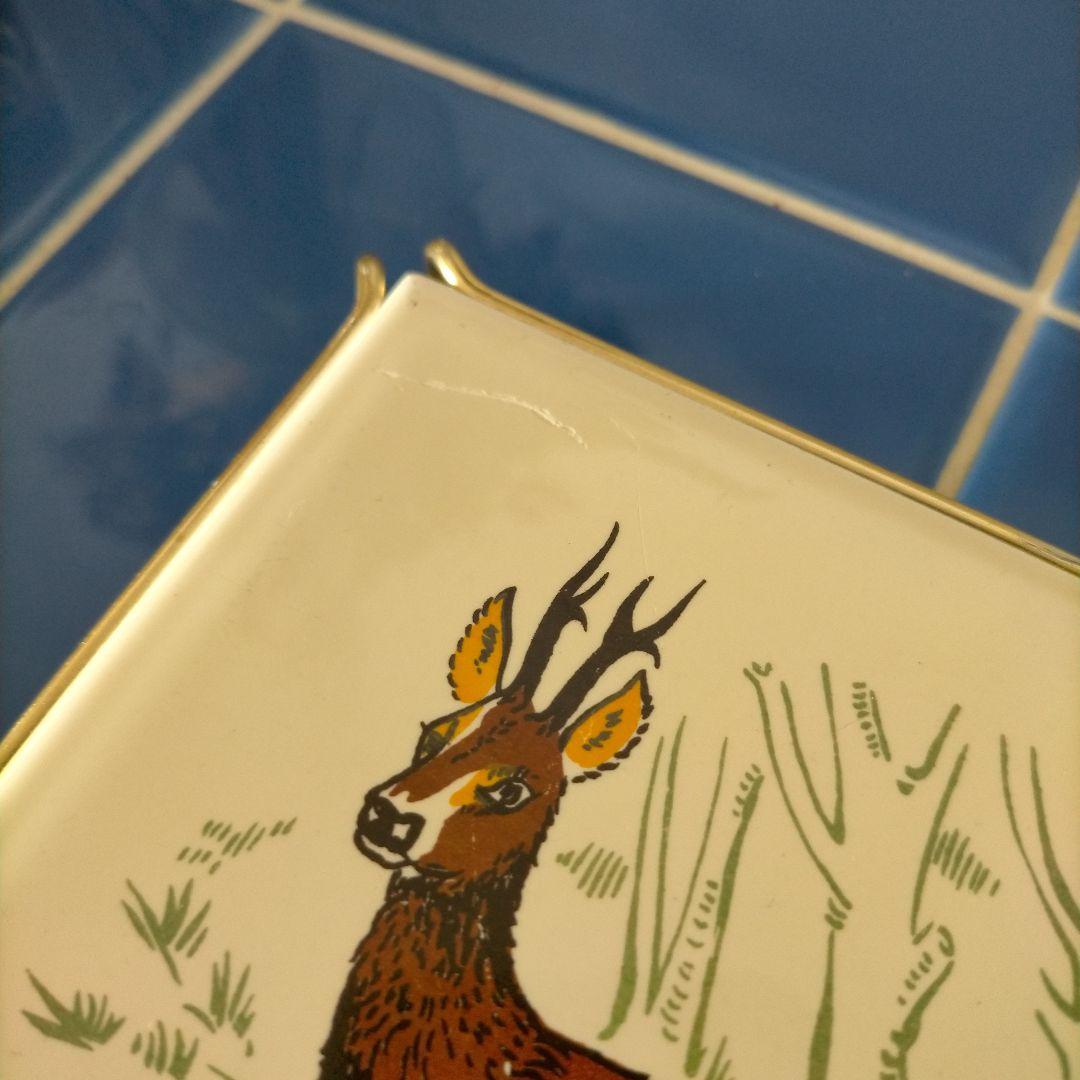 GIEN アンティークタイル 鹿デザイン テーブルプレート 鍋敷き トリベット