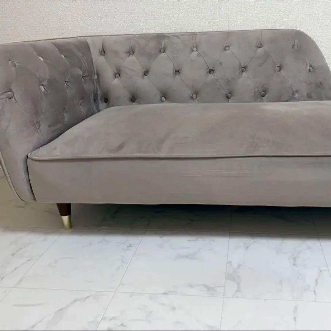 LOWYA ソファ 2人掛けソファ カウチソファ ベルベット調