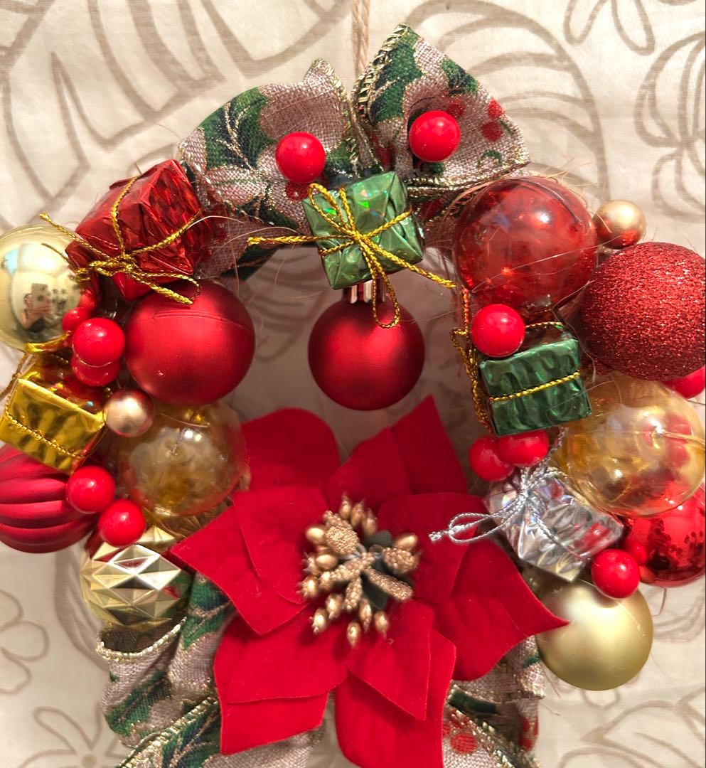 «827»◤完売◢クリスマスリース*カラフルボール喜びの舞