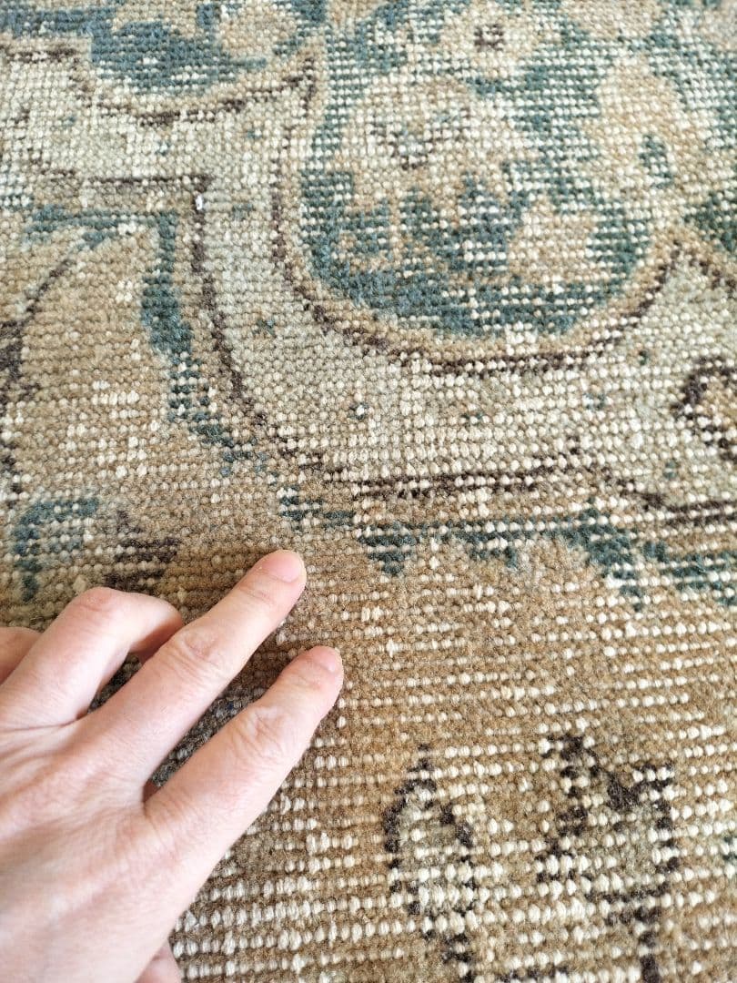 【Jessica】くすみベージュとターコイズのトルコラグNo.709