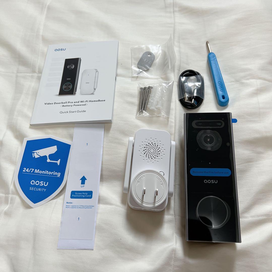 ✨残り１点✨AOSU 2K ワイヤレス カメラ付き インターホン　ビデオ通話