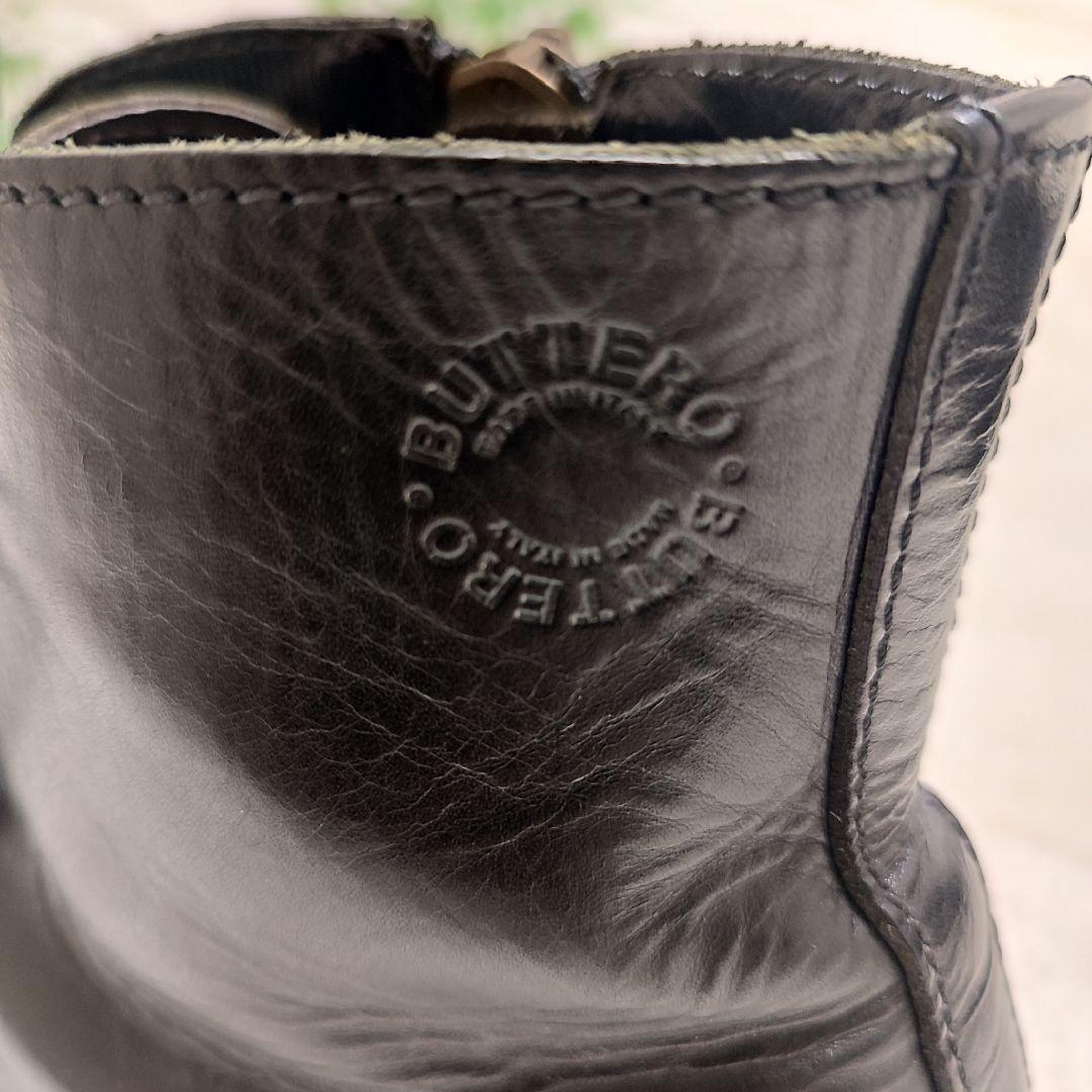 美品BUTTERO(ブッテロ) サイドジップワークブーツ ブラック26cm　40