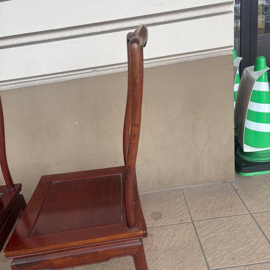 ①唐木家具 食卓椅子 アームチェア 花梨材 馬蹄脚