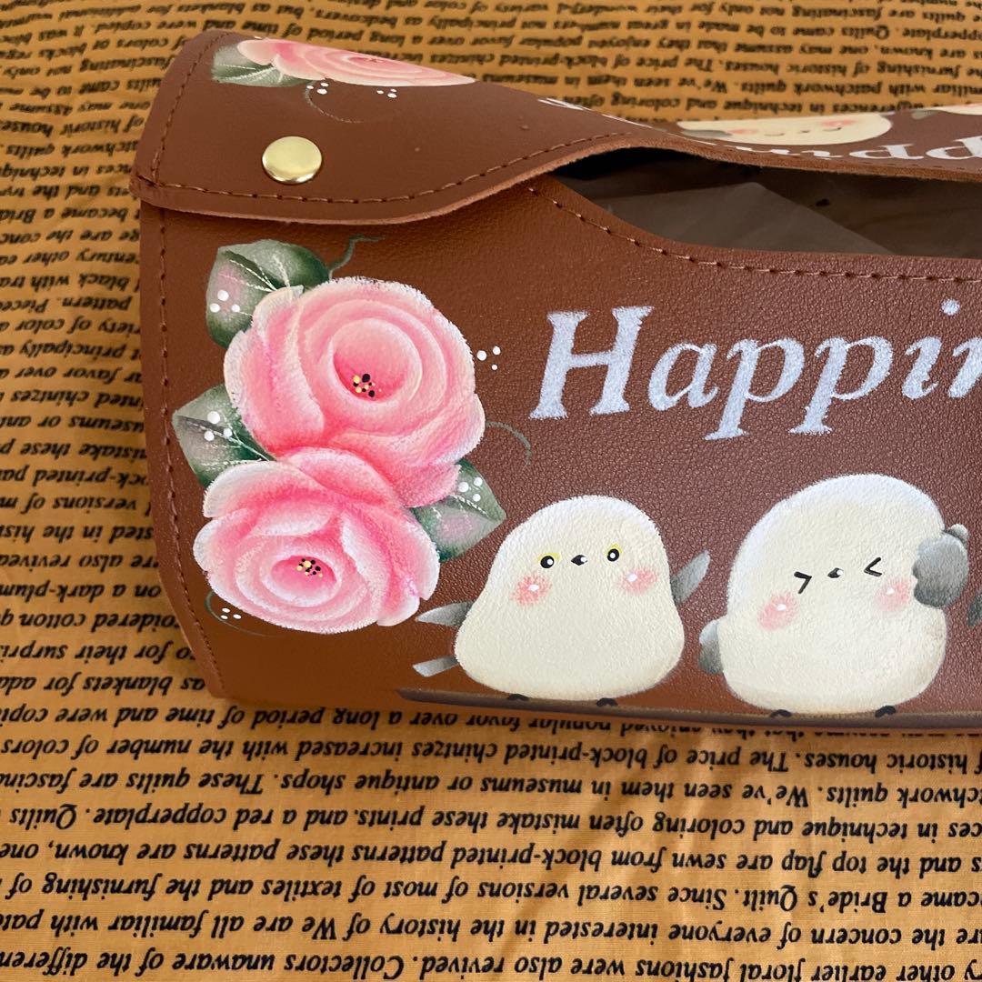 バンブーコースタートレイ。 トールペイント 。薔薇。