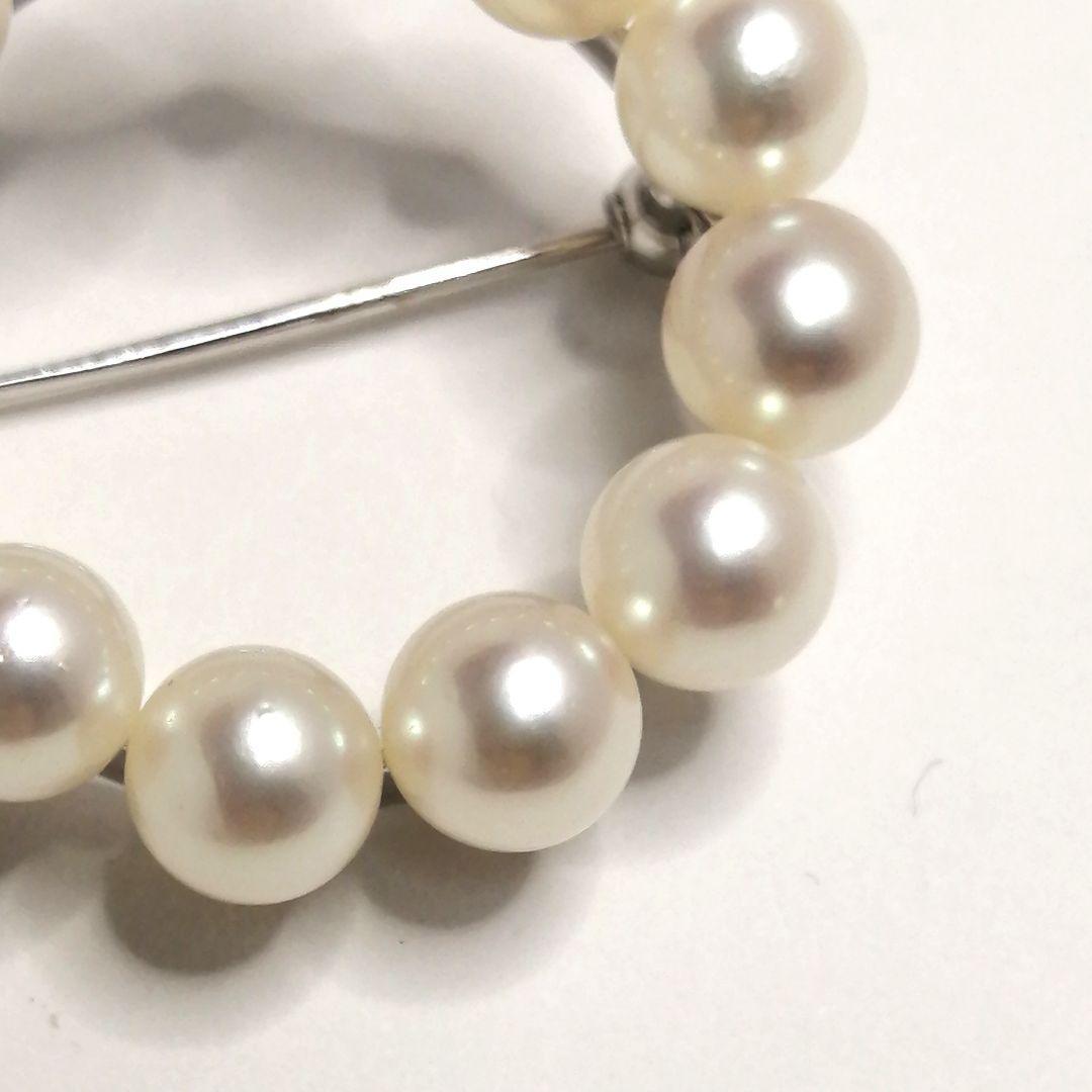 極美品✨TASAKI　アコヤ真珠　ブローチ　サークル　刻印　6.5mm　3cm