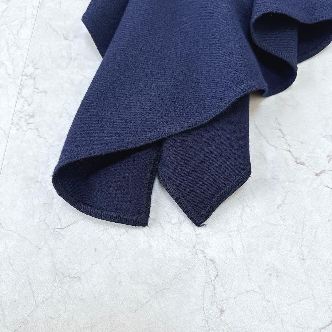 美品☆Leilian レリアン　大きいサイズ13号　ポンチョコート　濃紺　ウール