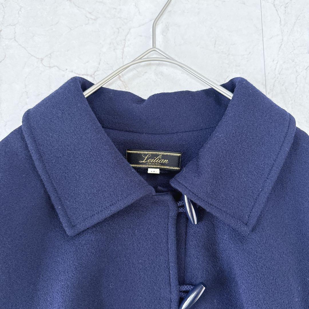 美品☆Leilian レリアン　大きいサイズ13号　ポンチョコート　濃紺　ウール
