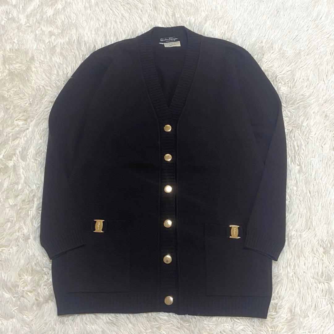 【美品】フェラガモ　ニット カーディガン 金ボタン カーディガン　ヴァラ　ロゴ